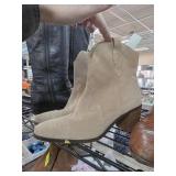 Zara Tan Suede Ankle Boots with Block Heel