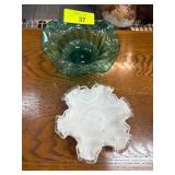 Two Decorative Hand-Blown Glass Bowls