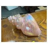 Iridescent Pink Glass Conch Shell Figurine