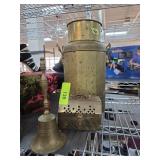Brass Milk Can, Bell, and Decorative Box