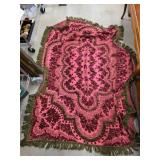 Decorative Pink and Green Fringed Throw