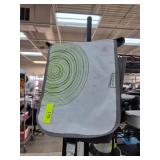 Gray and Green Backpack With Swirl Design
