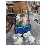 Fitz and Floyd 1996 Ceramic Bunny Set