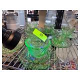 Green Depression Glass Cups and Saucers