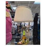 Two-Light Brass Table Lamp with Shade