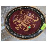 Decorative Plate with Gold and Red Detailing