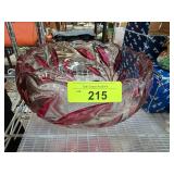 Clear Glass Bowl with Red Leaf Design