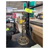 Marble-Top Table With Brass-Tone Pedestal