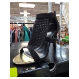 Black Studded Open Toe High Heels