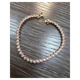 Sterling Silver Bracelet With Pink Stones