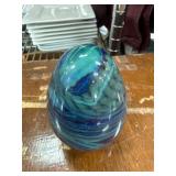 Multicolored Swirled Glass Egg Sculpture