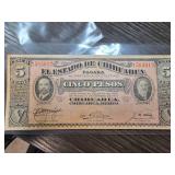 1915 Mexican Cinco Pesos Banknote