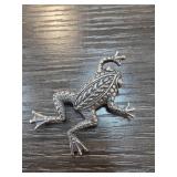 Sterling Silver Frog-Shaped Brooch