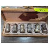 Six Sterling Silve Salt Shakers in Case