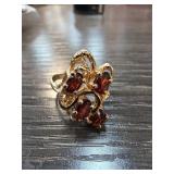14k Gold and Garnet Ring, Approx 8.7g