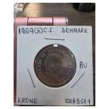 1969 Denmark 1 Krone BU Coin