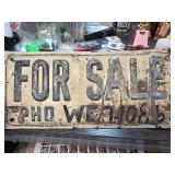 Vintage Metal ï¿½For Saleï¿½ Sign