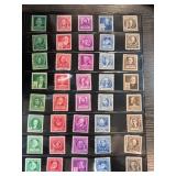 U.S. Postage Stamps in Various Colors