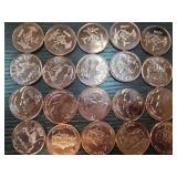 20 1oz Copper Bullion Rounds