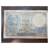 1922 Banque De France 10 Francs Banknote