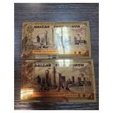 2 Dallas 1/1000th oz 24K Goldbacks