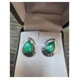 Sterling Silver and Malachite Earrings