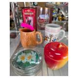 Decorative Items Including Apple Dish