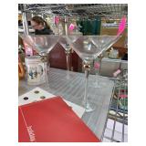 4 Martini Glasses with Metallic Accents