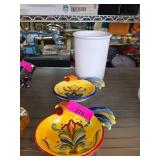 Hand-Painted Ceramic Rooster Dish Set