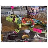 Hand-Painted Mexican Ceramic Lizard Sculpture