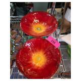Red Ceramic Floral Bowls