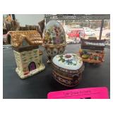 Four Ceramic and Porcelain Trinket Boxes