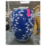 Blue And White Lidded Ceramic Vase