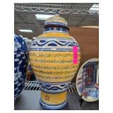 Hand-Painted Ceramic Lidded Jar With Fish Motif
