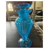 Blue Glass Perfume Bottle with Stopper