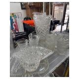 Pressed Glass Punch Bowl and Cups Set