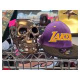 Purple Lakers Hat with Skull Decor Display