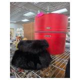 Red Train Case and Fur Hand Muff