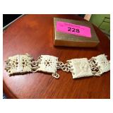 Carved Bone Link Bracelet with Elephant Motif