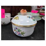 Herend Handpainted Covered Dish with Floral Motif