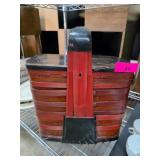 Red and Black Chinese Handled Decorative Basket
