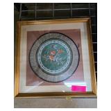 Framed Chinese Embroidery Textile w Frame