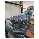 Blue Glazed Ceramic Horse Sculpture