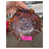 Carnival Glass Bowl with Floral Pattern