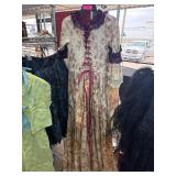 Floral Long Dress With Lace and Ribbon Accents