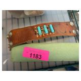 Leather Wristband and Faux Amber Jewelry Set