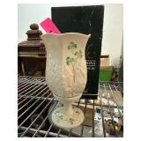 Belleek Shamrock Hurricane Lamp Vase