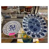 Two Blue and White Ceramic Plates