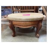 Upholstered Wooden Footstool With Curved Legs