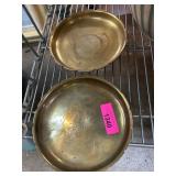 Two Round Brass Plates with Engraved Detailing